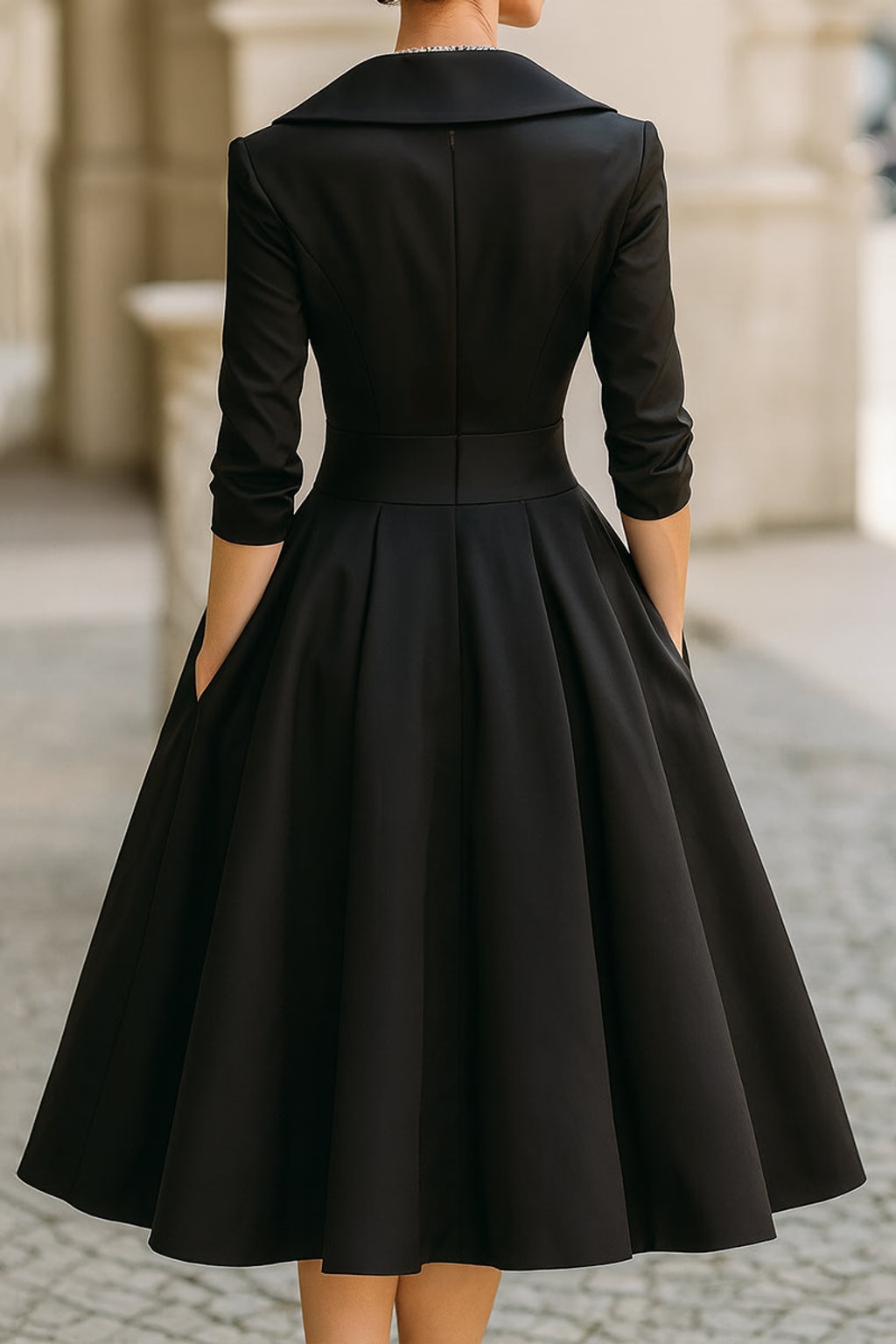 V-Neck Evening Dress With Flowy Formal Silhouette - 4