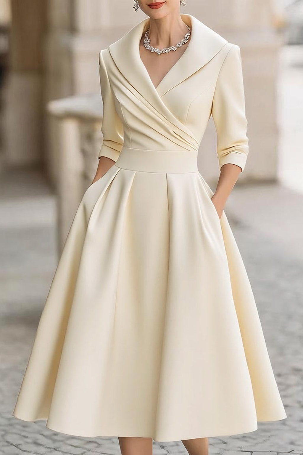 V-Neck Evening Dress With Flowy Formal Silhouette - 7