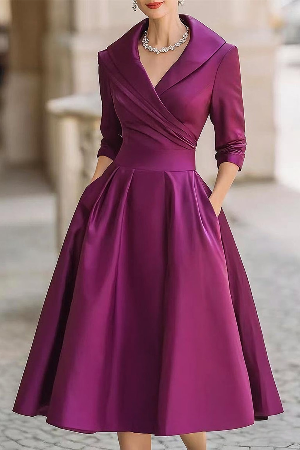 V-Neck Evening Dress With Flowy Formal Silhouette - 8