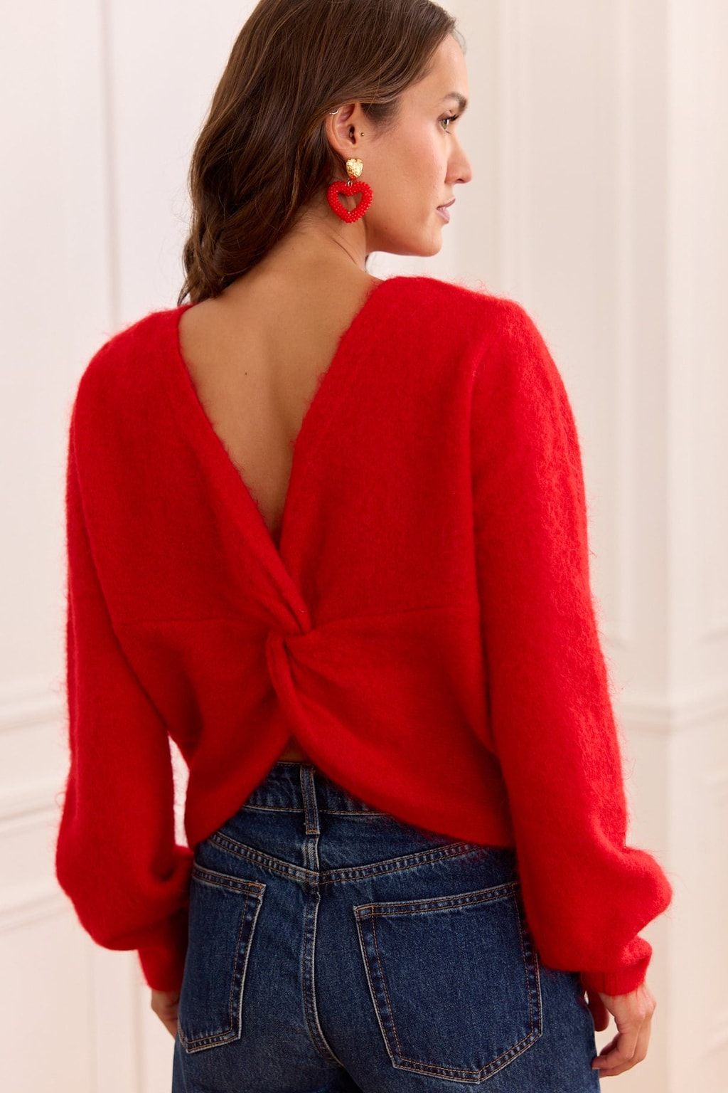 Red Wool Sweater With Twisted-Back Detail - 2