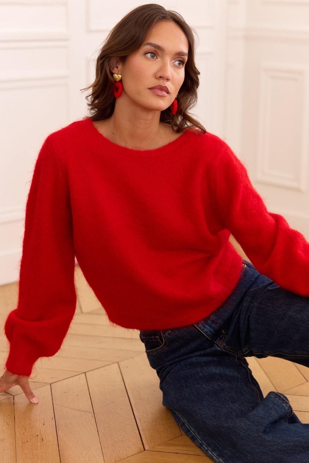 Red Wool Sweater With Twisted-Back Detail - 4