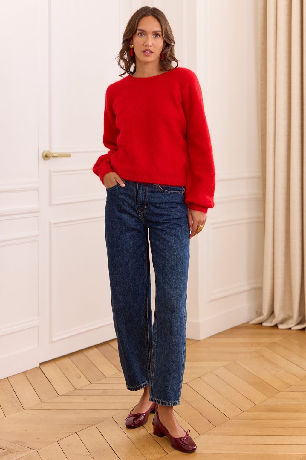 Red Wool Sweater With Twisted-Back Detail - 3
