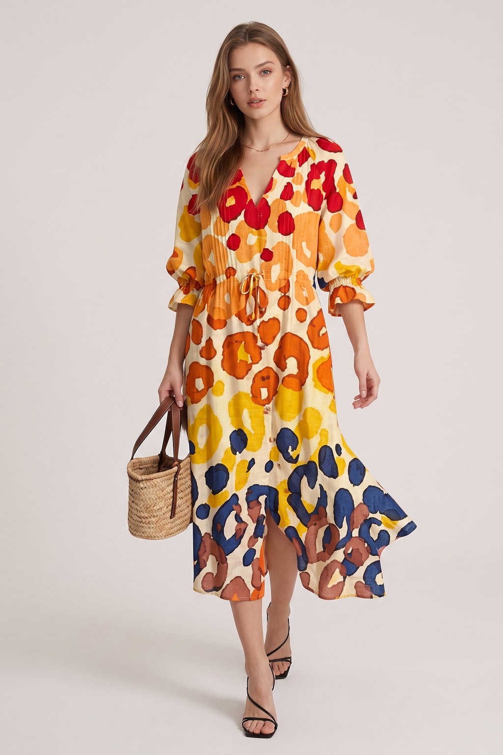 Effortless Boho Print Dress With Flowy Silhouette - 5