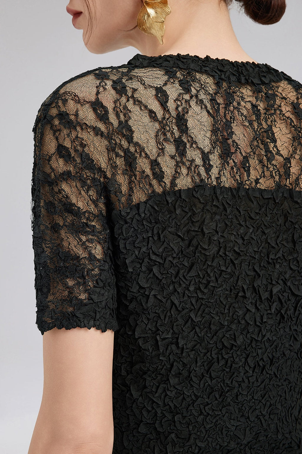 Pleated Floral Set in Black - 5