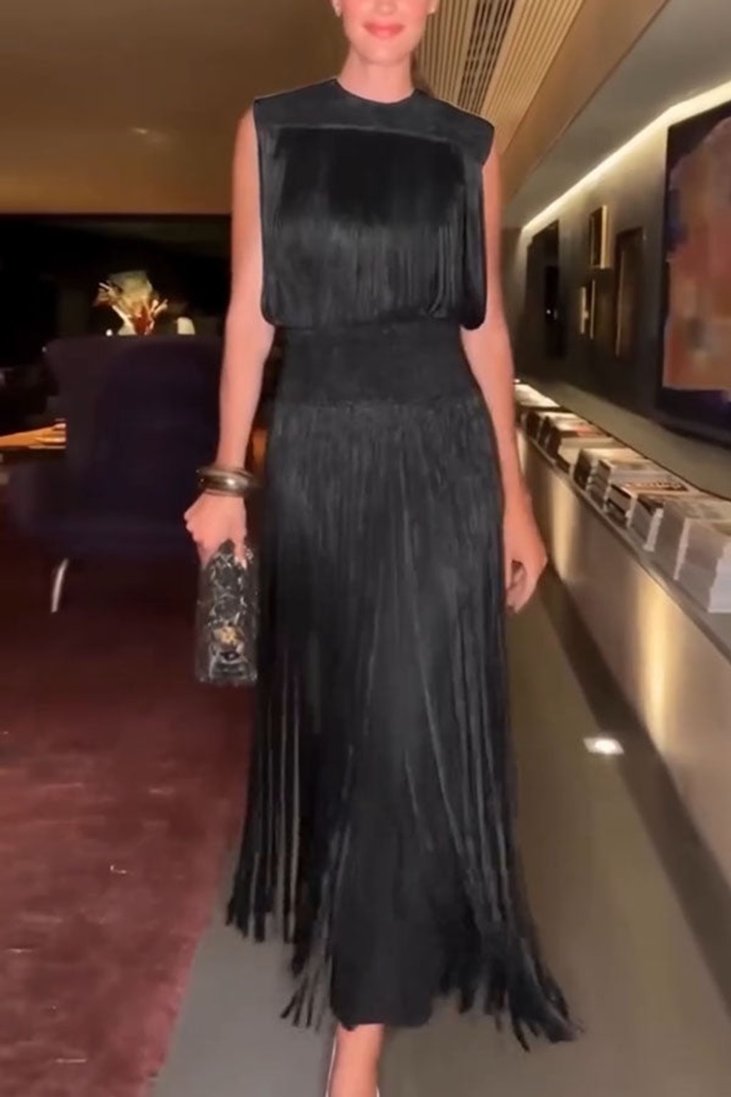Elegant Pleated Knit With Sleeveless Top And Maxi Skirt Set - 6