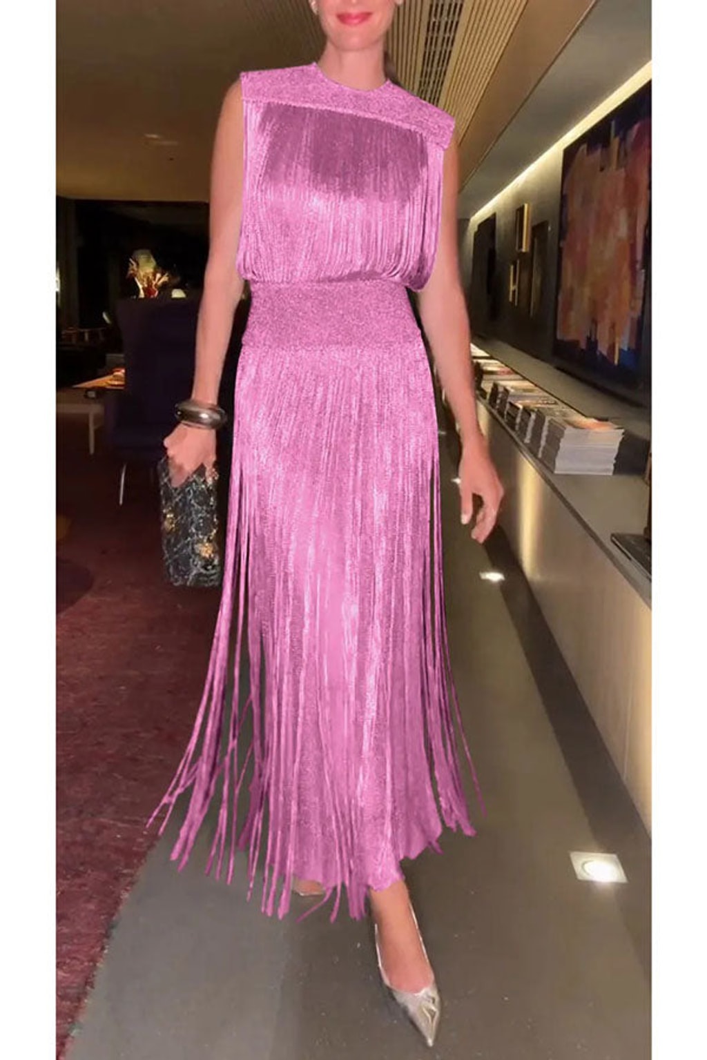 Elegant Pleated Knit With Sleeveless Top And Maxi Skirt Set - 8