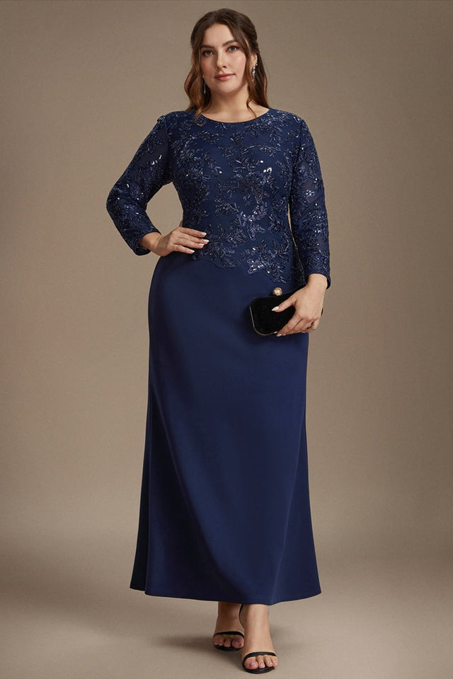 Sequin Fitted-Sleeve Plus Size Maxi Dress - 9
