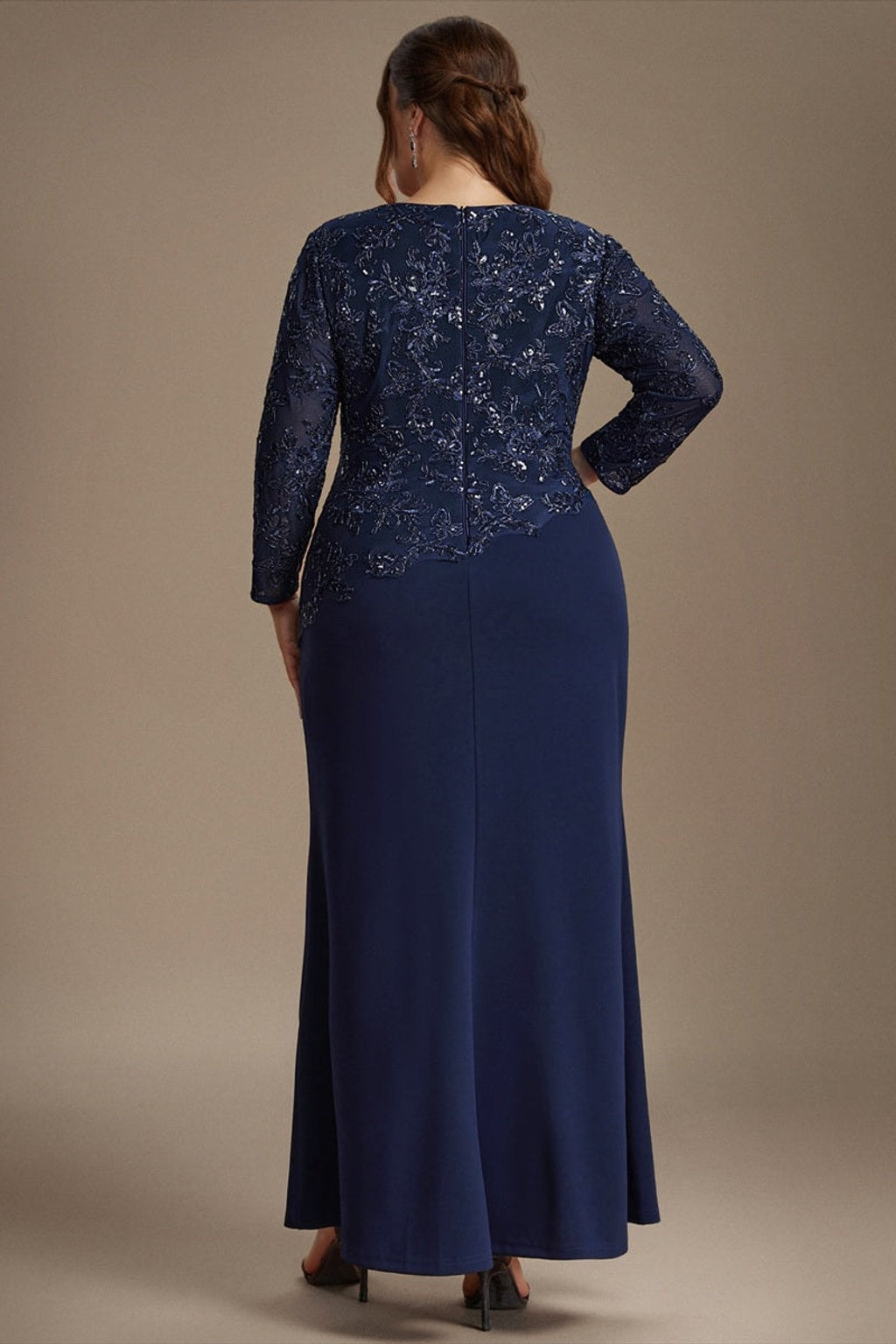 Sequin Fitted-Sleeve Plus Size Maxi Dress - 7
