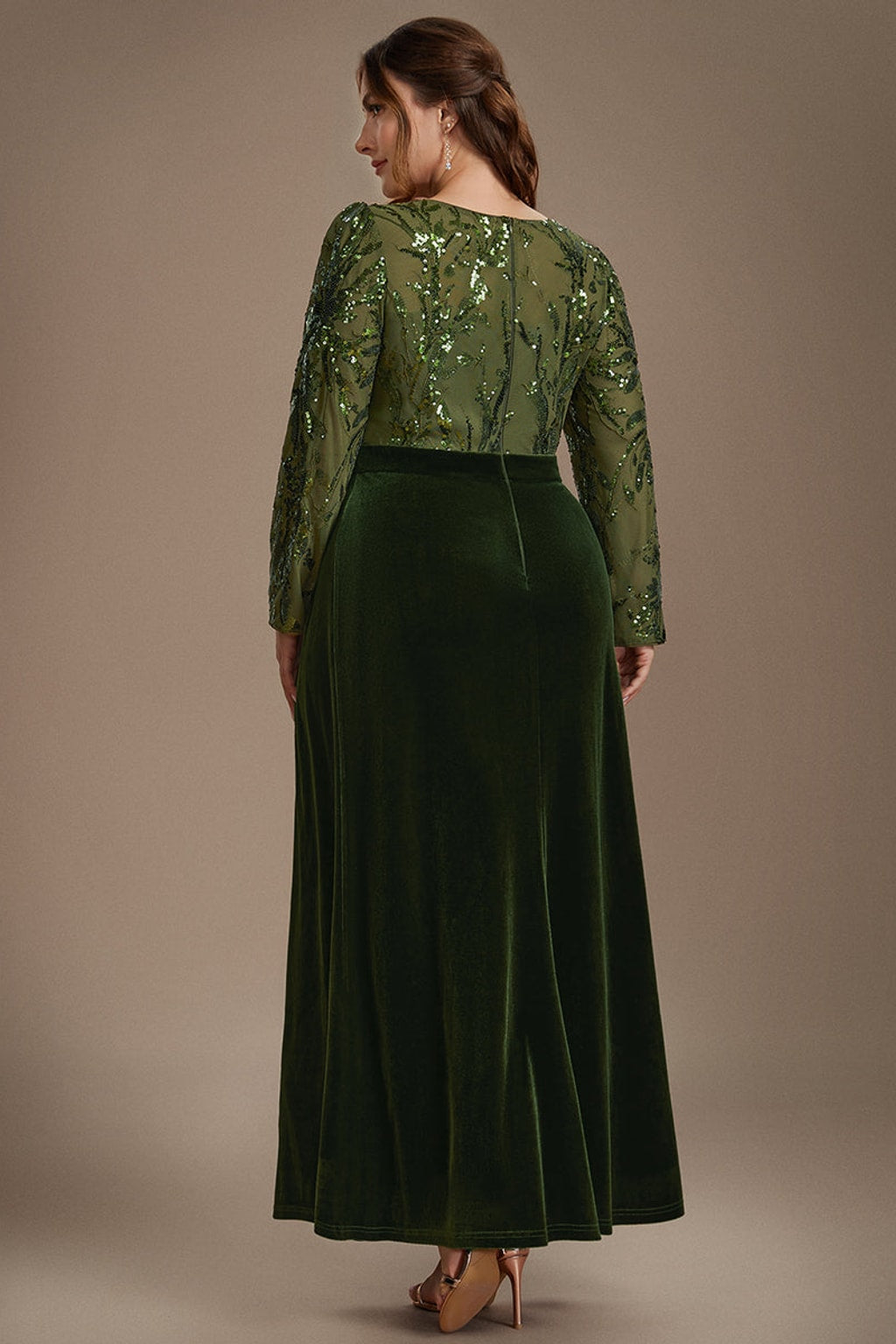 Velvet Plus Size Evening Dress with Thigh-High Slit - 3