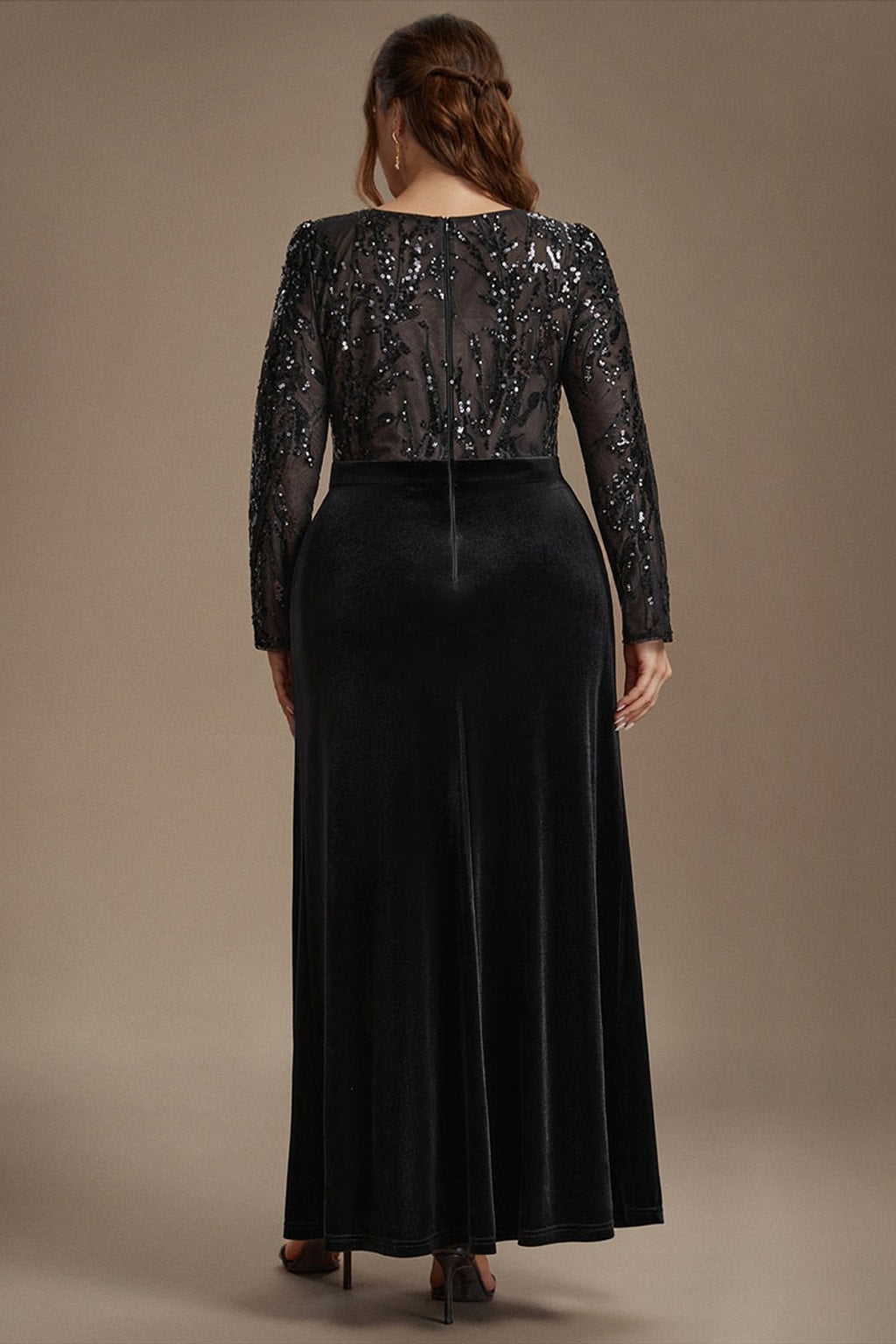 Velvet Plus Size Evening Dress with Thigh-High Slit - 9