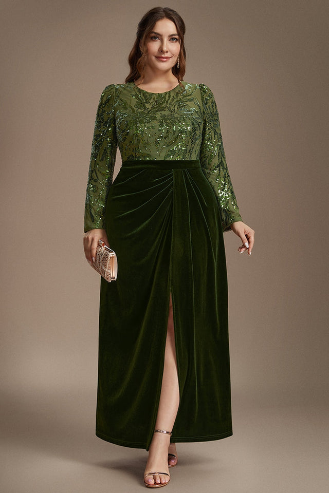 Velvet Plus Size Evening Dress with Thigh-High Slit - 5