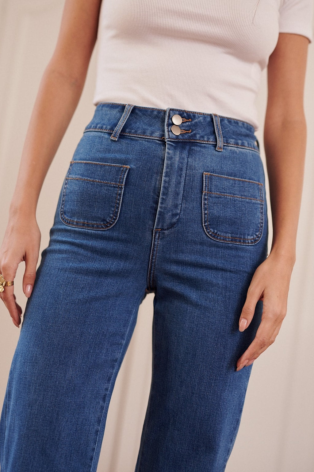 Stretch Denim High-Waist Flare Jeans - 5