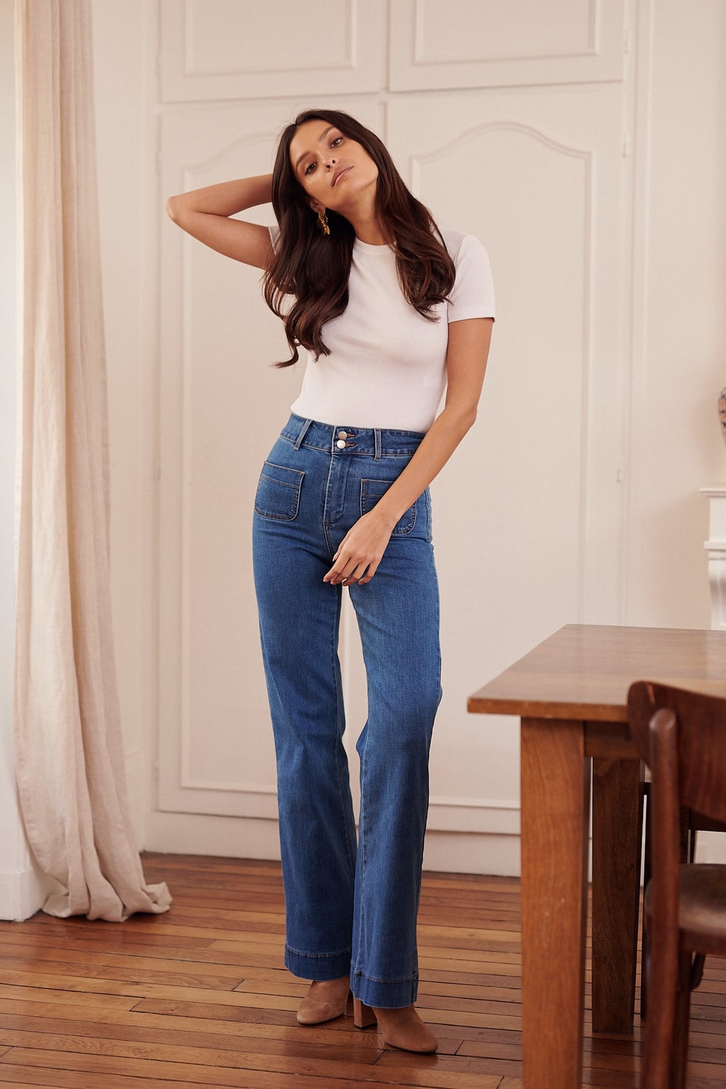 Stretch Denim High-Waist Flare Jeans - 8