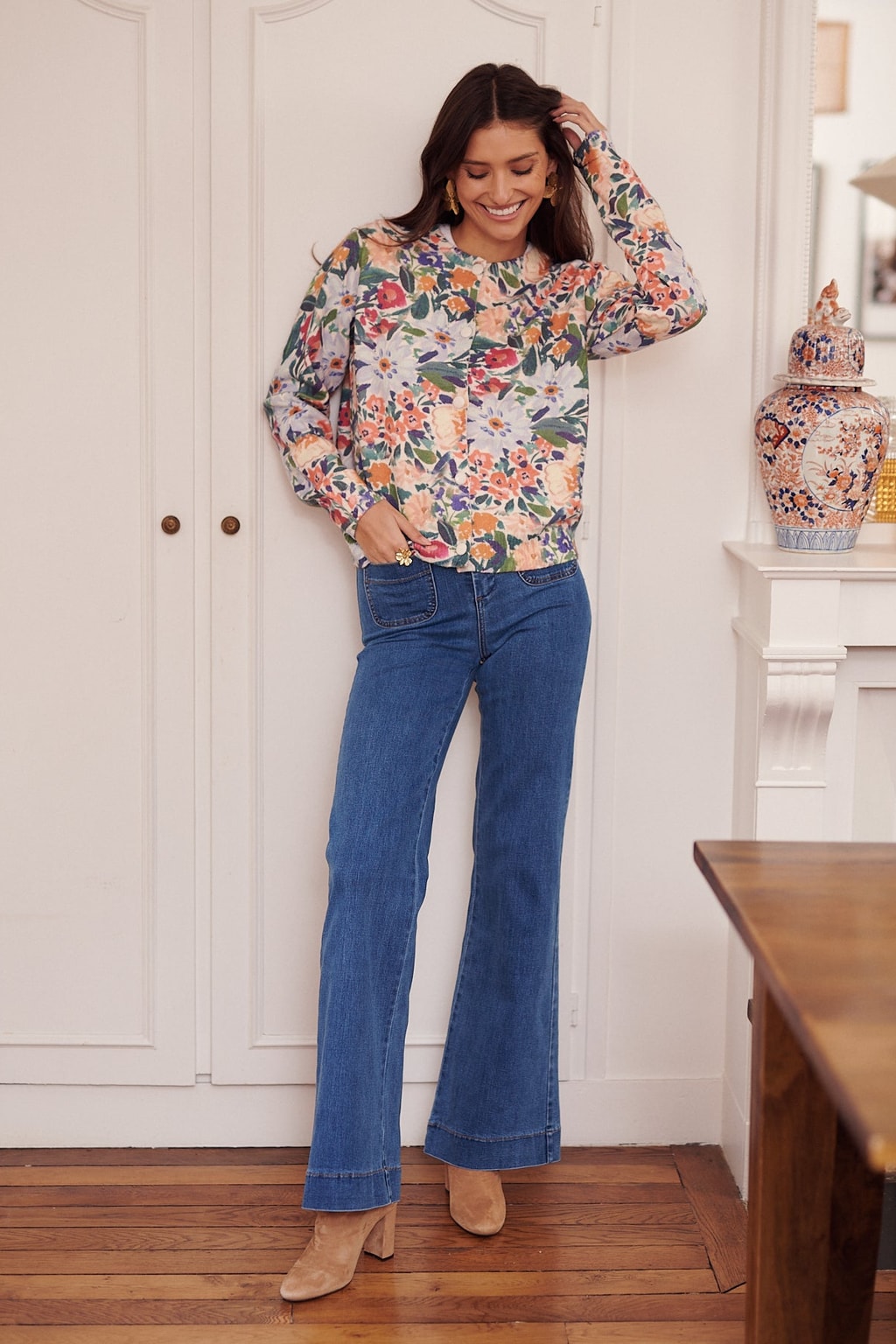 Stretch Denim High-Waist Flare Jeans - 7