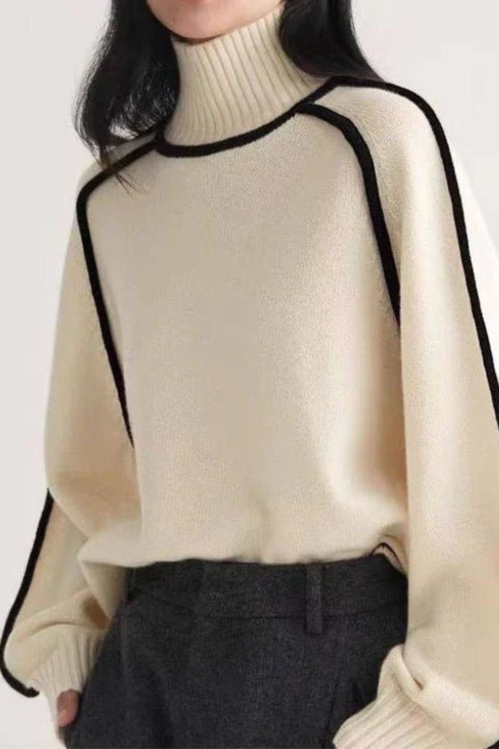 Cozy Wool Cashmere Turtleneck Sweater With Dropped Shoulders - 6
