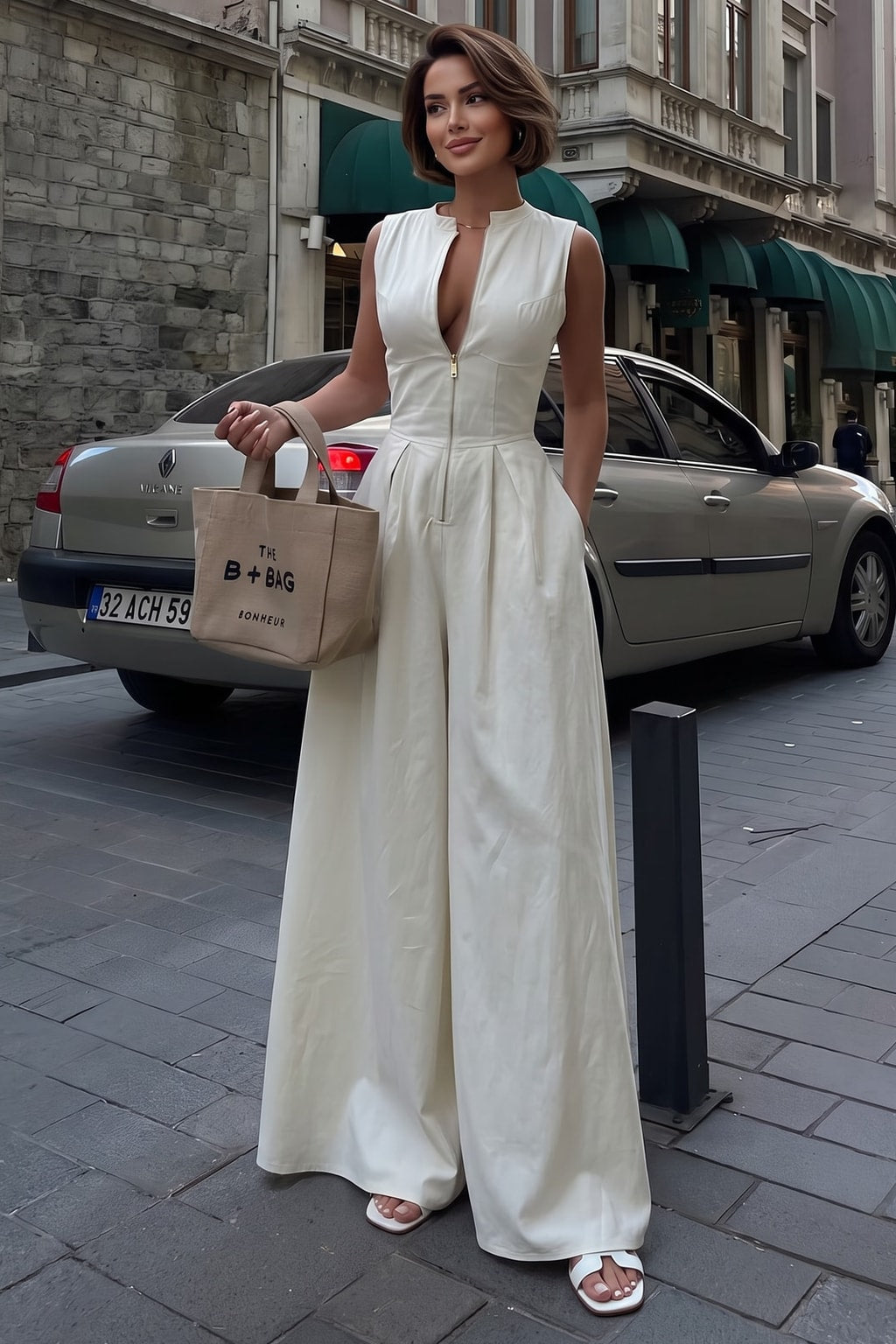 Effortless Blend Jumpsuit with High-Waisted Fit - 4