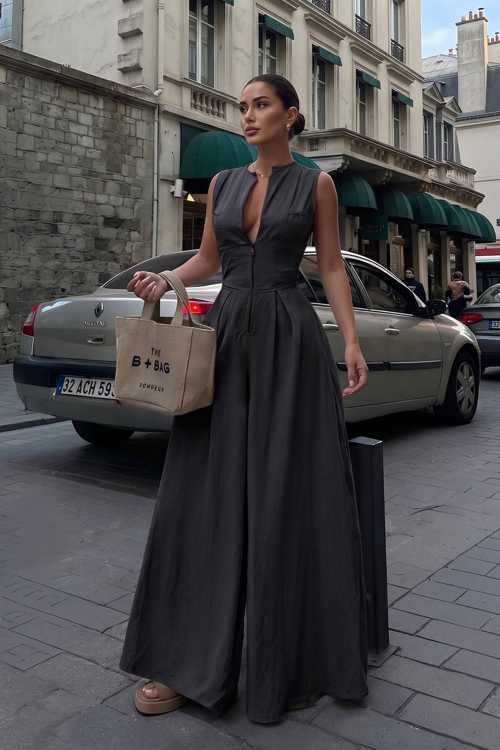 Effortless Blend Jumpsuit with High-Waisted Fit - 5