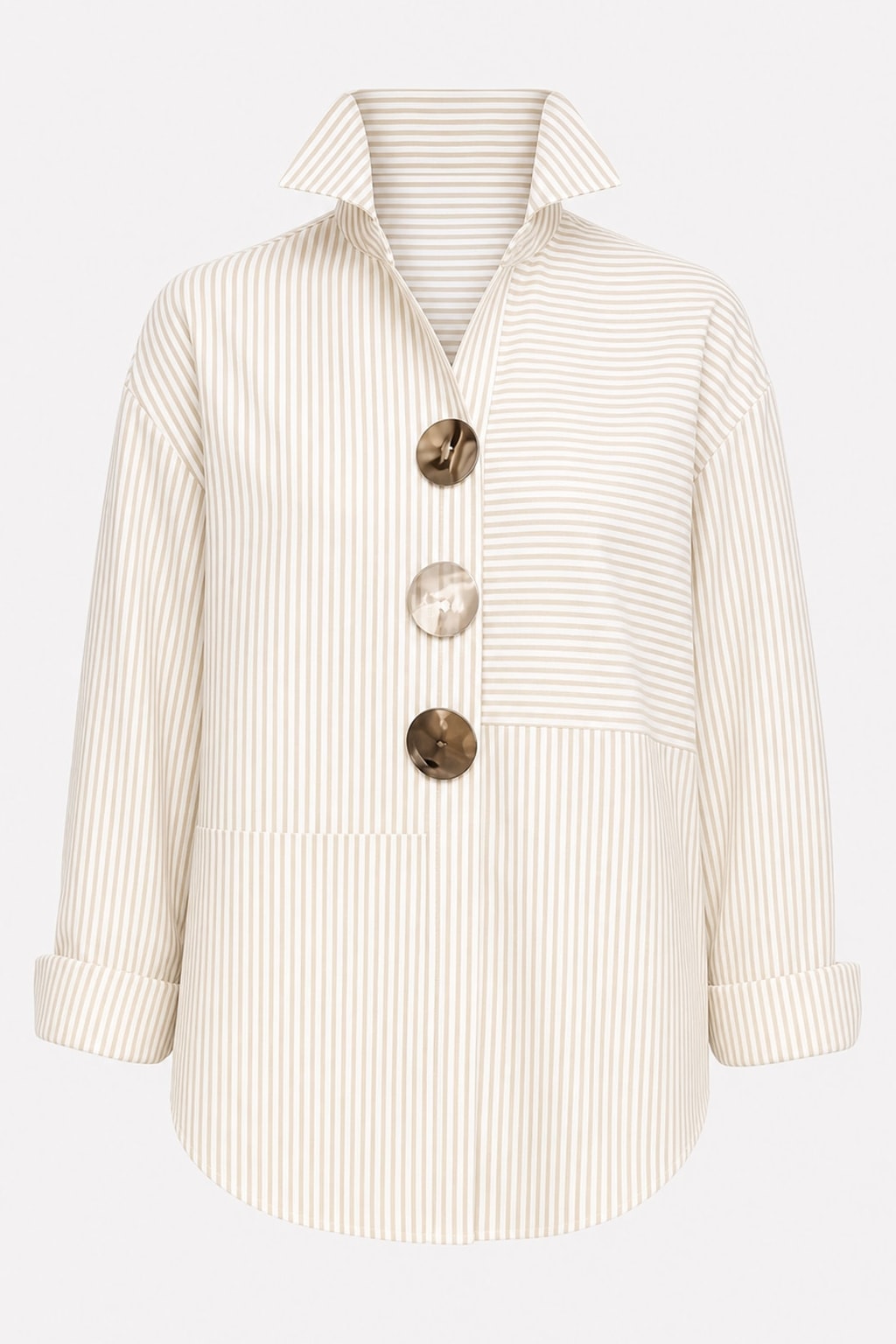 Blouse Relaxed Button-Up Striped - 1