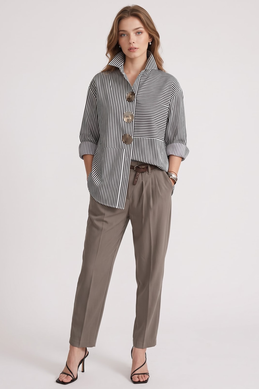 Blouse Relaxed Button-Up Striped - 4