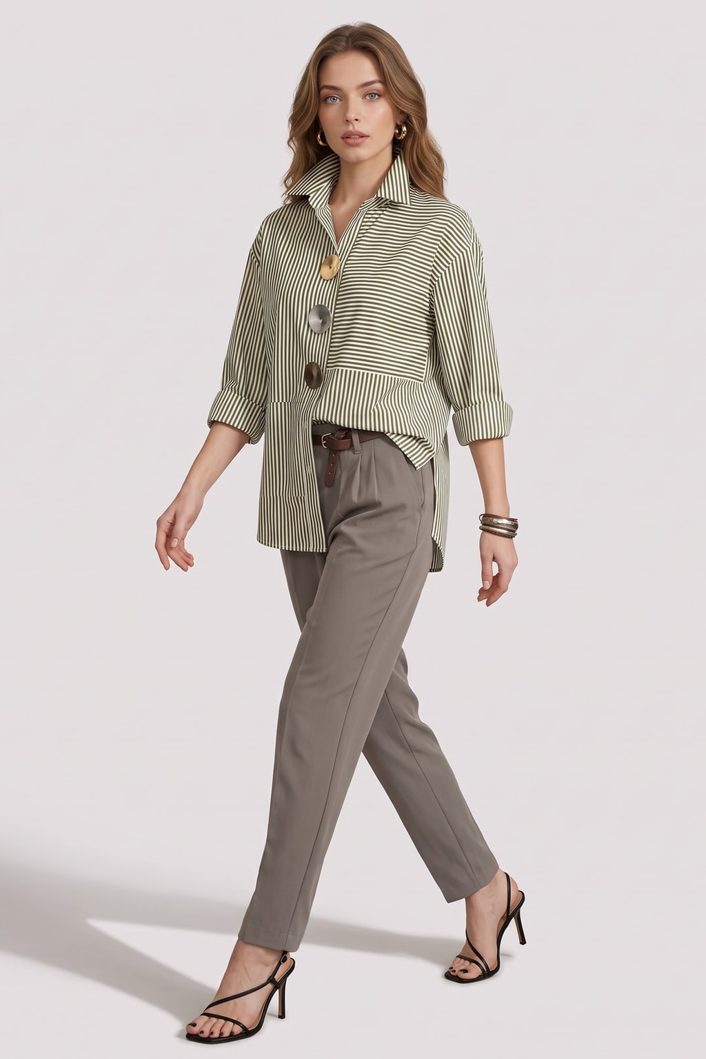 Blouse Relaxed Button-Up Striped - 3