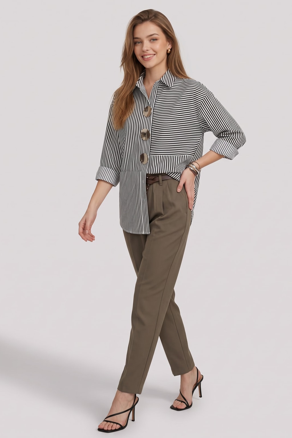 Blouse Relaxed Button-Up Striped - 5