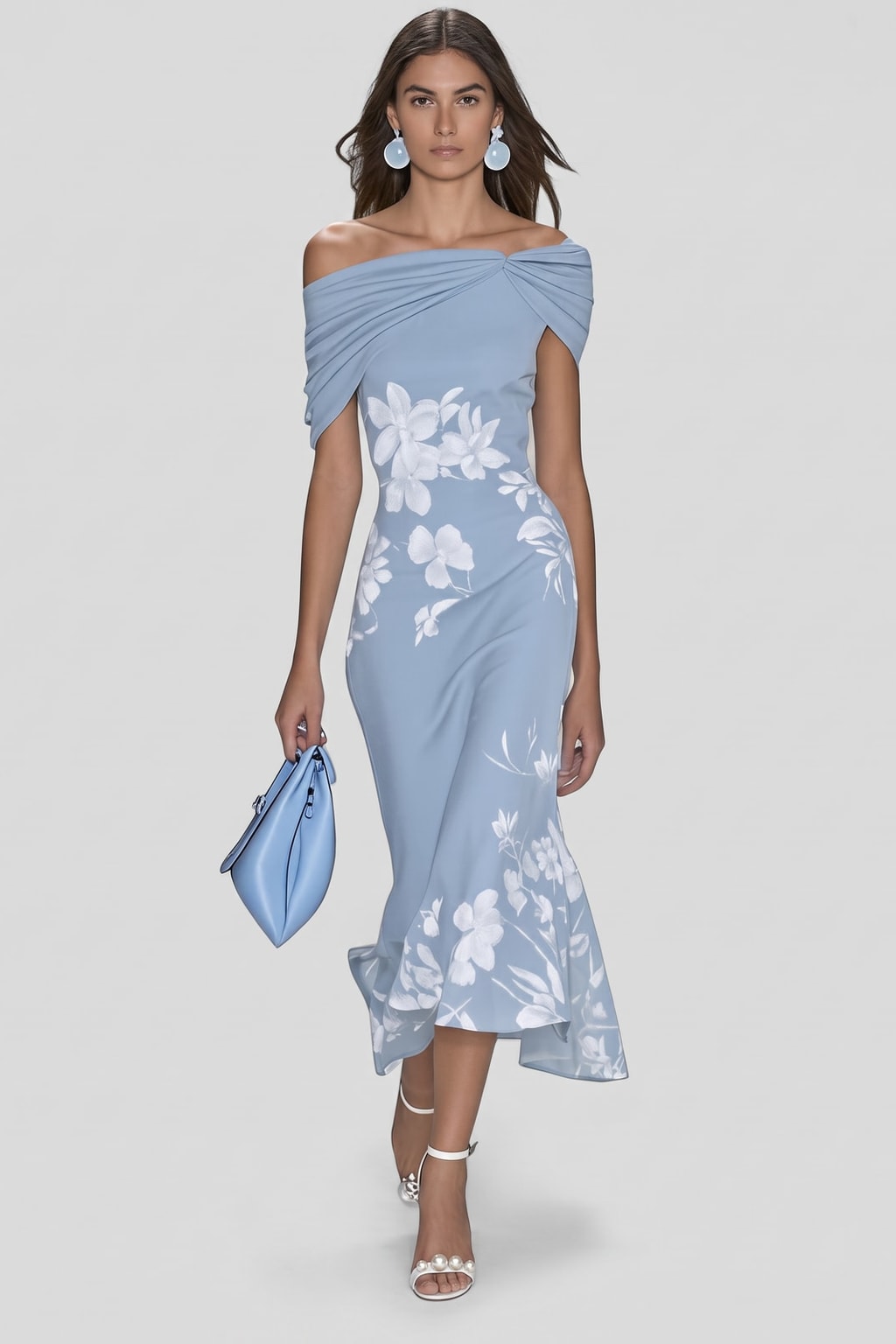 Floral Midi Dress with Flared Hem - 3