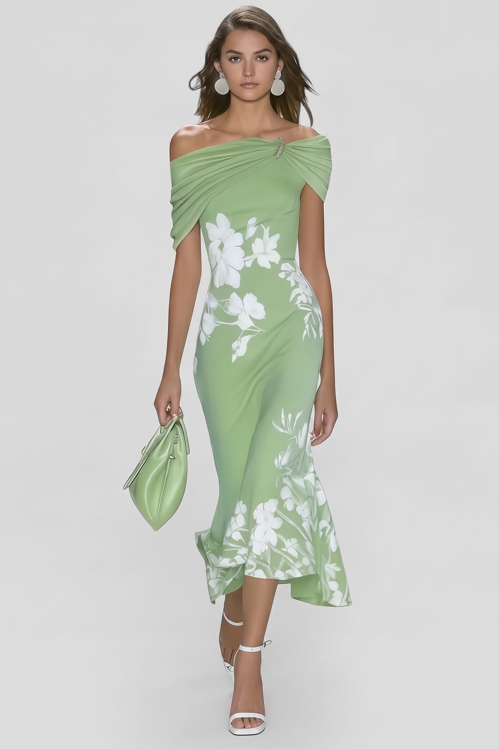 Floral Midi Dress with Flared Hem - 2
