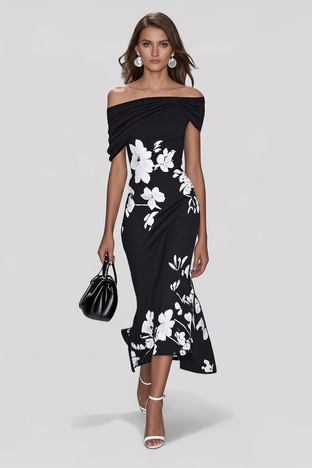 Floral Midi Dress with Flared Hem - 4