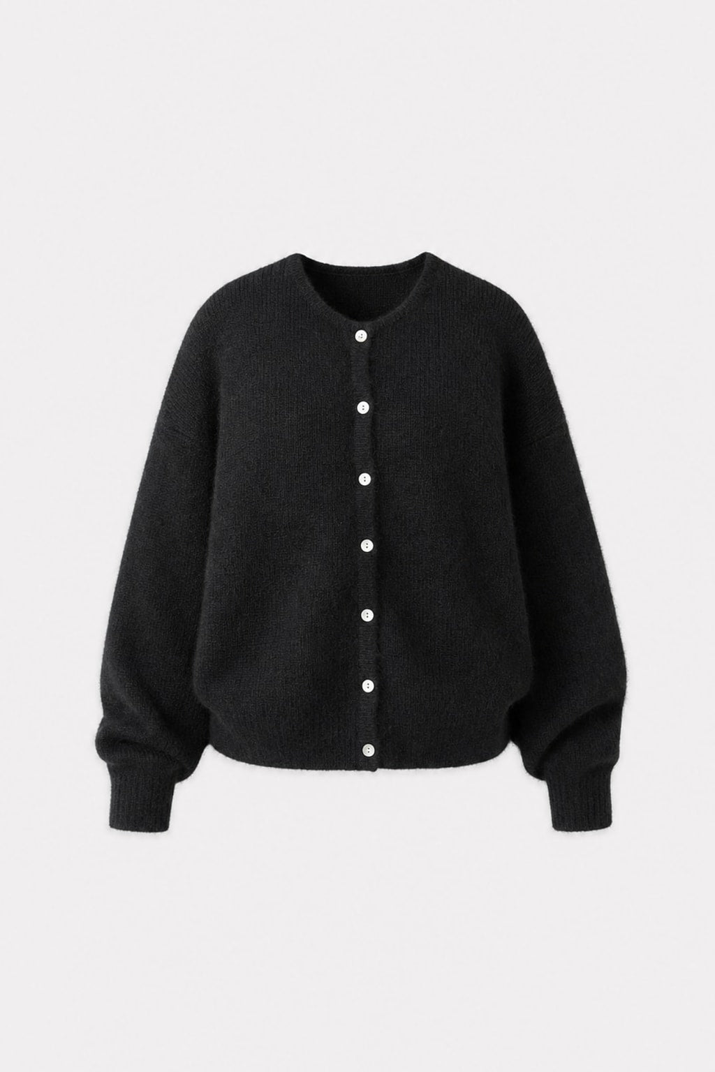 Black Knit Cardigan With Pearl Buttons - 1