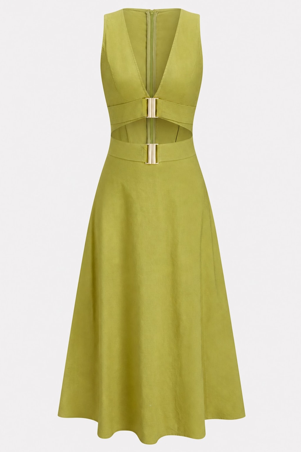 Cotton Linen Maxi Dress With Cutout Detail - 1