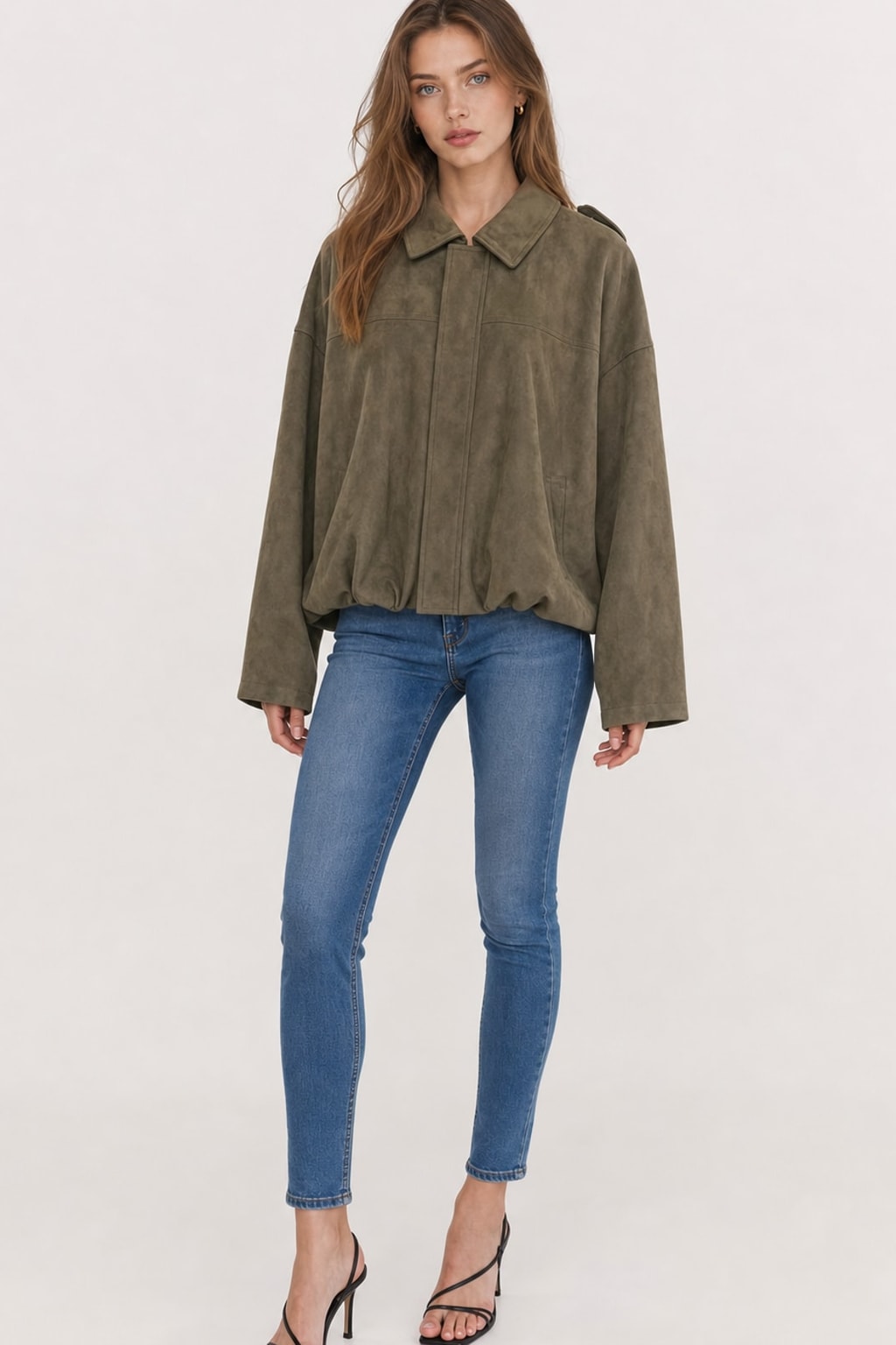 Cozy Faux Suede Oversized Jacket With Pockets - 2