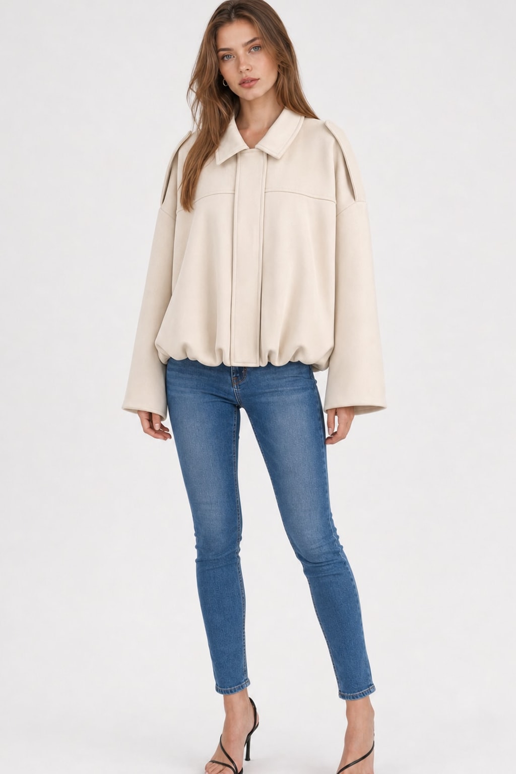 Cozy Faux Suede Oversized Jacket With Pockets - 5