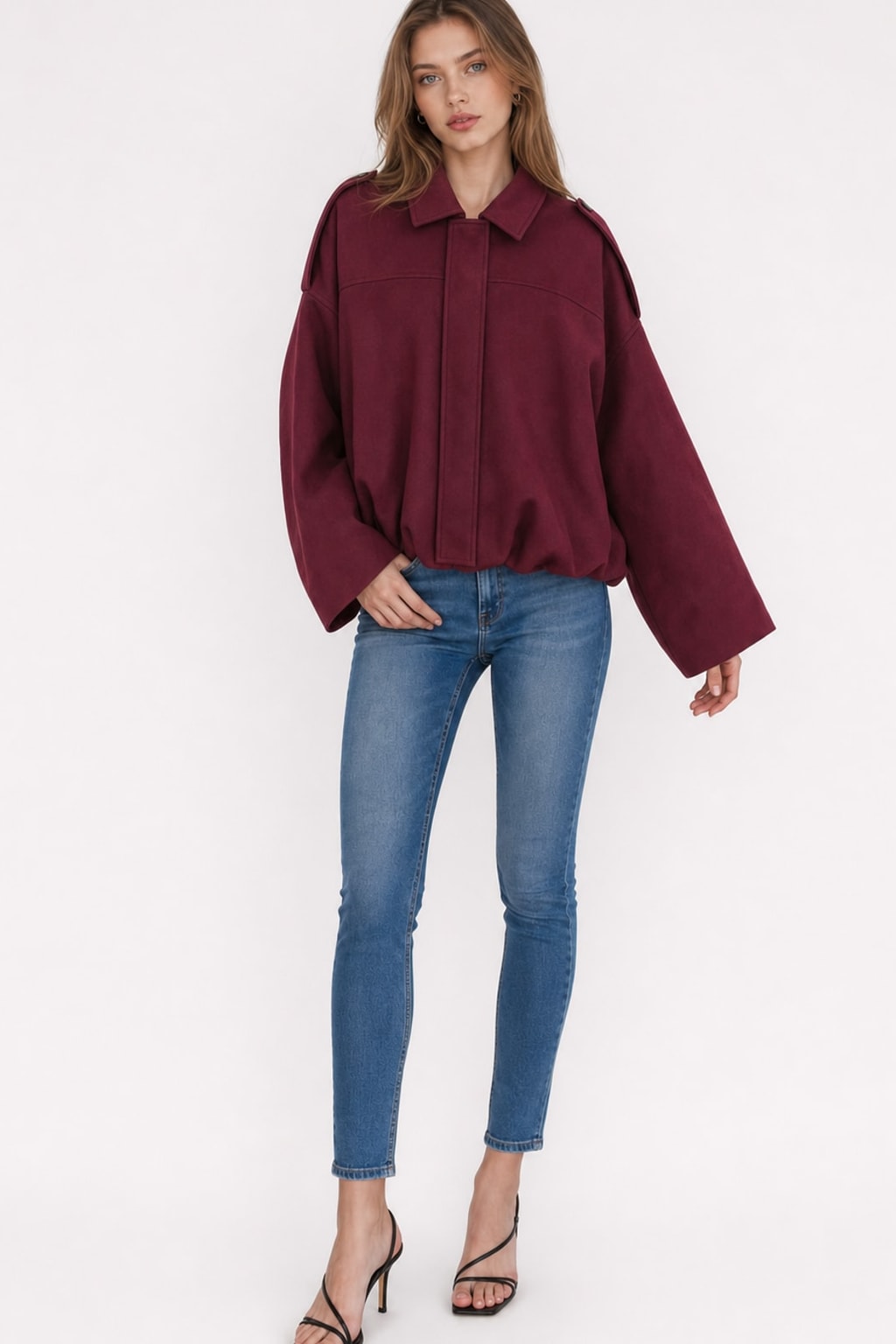 Cozy Faux Suede Oversized Jacket With Pockets - 6