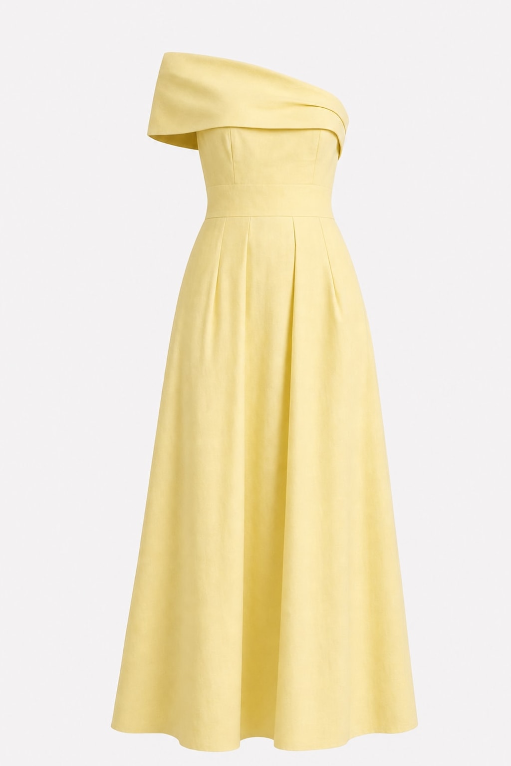 Chic Polyester One-Shoulder Midi Dress with Pockets - 1