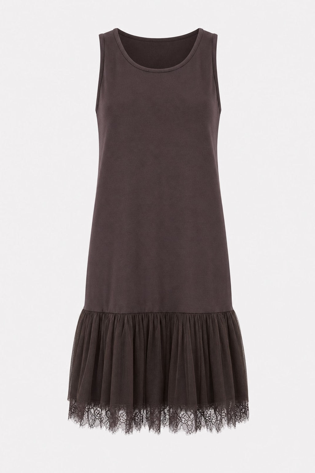 Effortless Polyester Tulle Lace Tiered Hem Mini Dress - 1