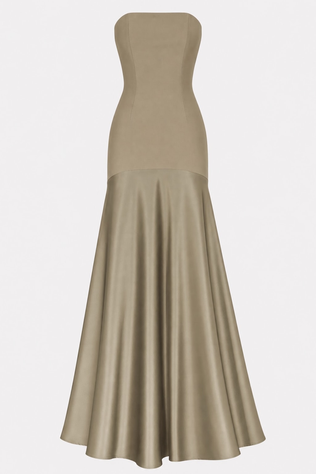 Effortless Satin Strapless Flare Maxi Dress - 1