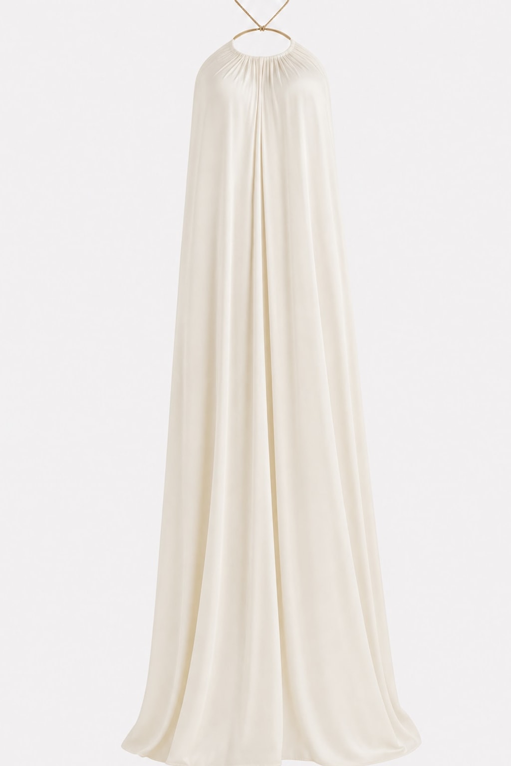 Effortless Polyester Halter Maxi Dress With Metal Chain Neckline - 1