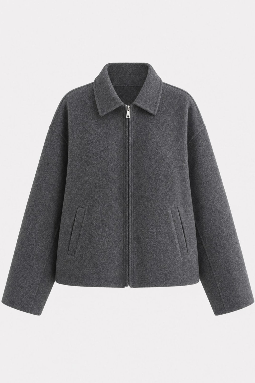 Cozy Wool Blend Cropped Jacket With Wide Collar - 1