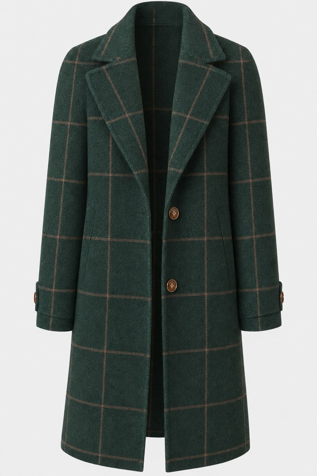 Cozy Tweed Plaid Coat With Lapel Collar Structured Retro Fit - 1