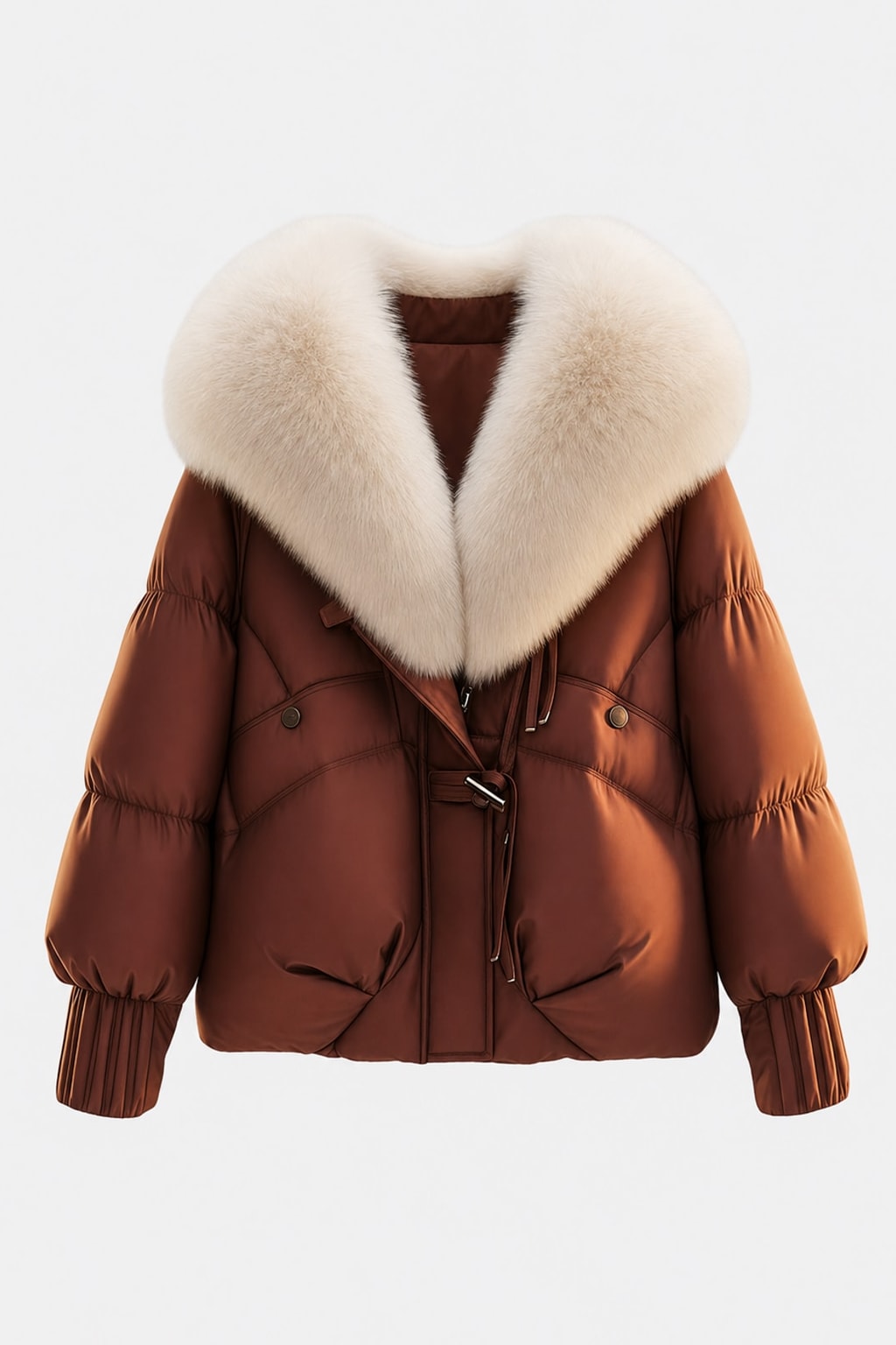 Fur Collar Short Puffer Coat Cozy Winter Warmth - 1