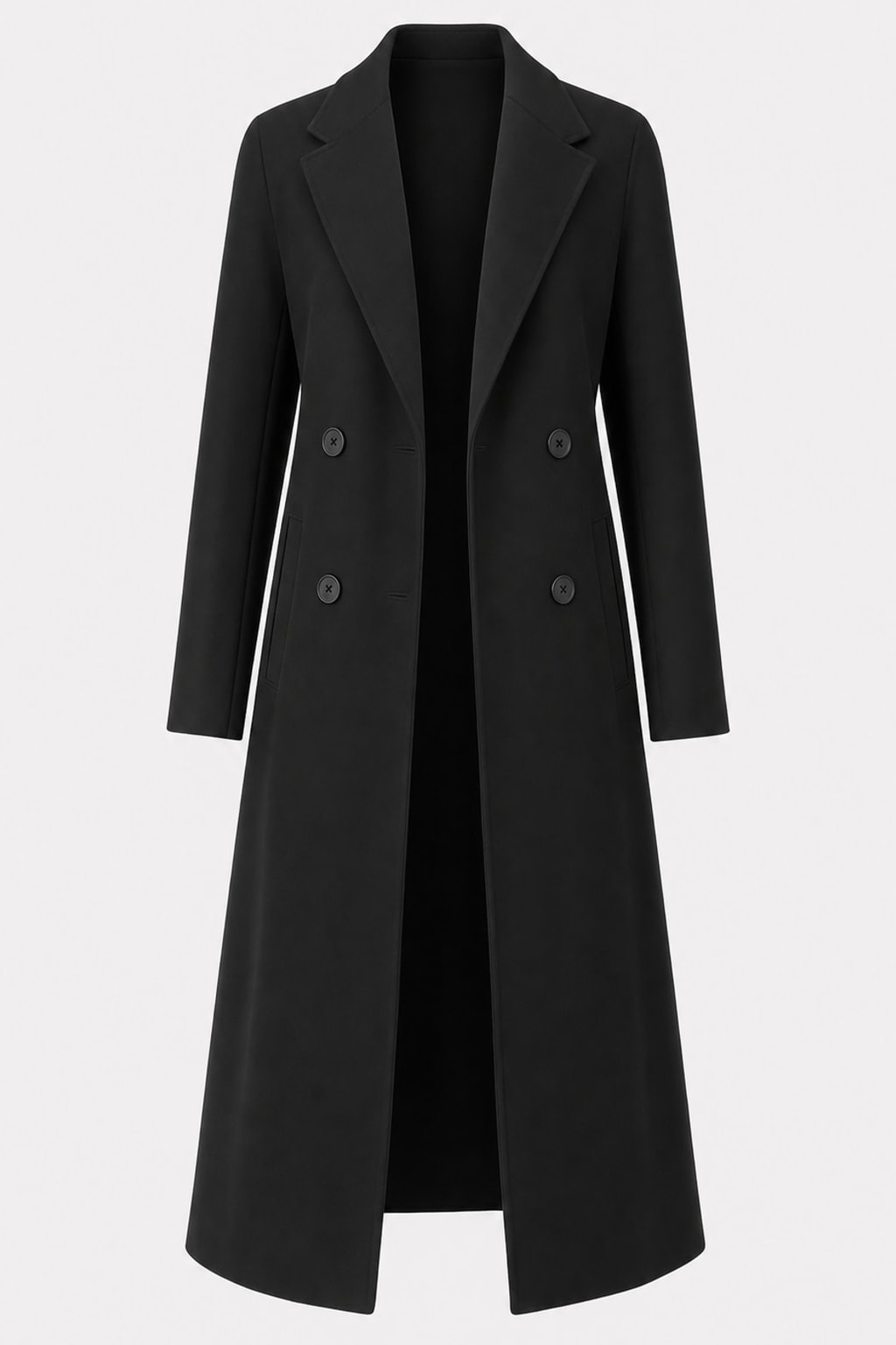 Elegant Women's Double-Breasted Long Coat With Tailored Fit - 1