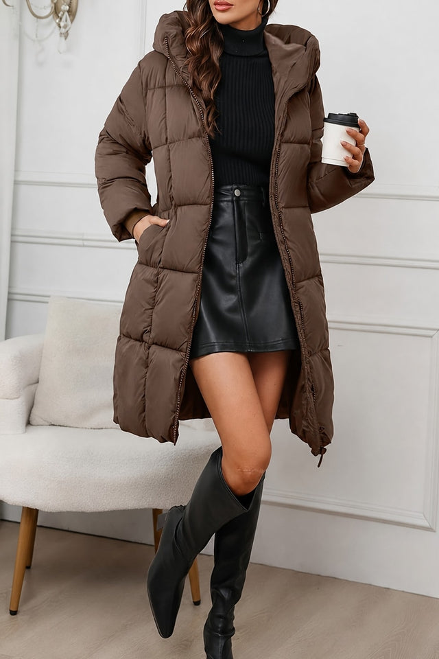 Longline Puffer Coat Hooded Warm Winter Jacket - 2