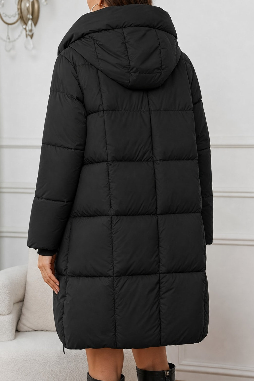 Longline Puffer Coat Hooded Warm Winter Jacket - 9