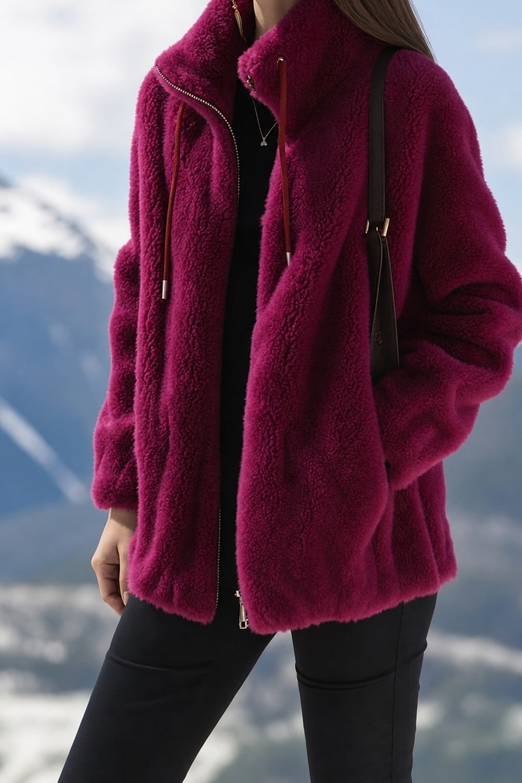 Full-Zip Cozy Coat With Soft Warmth & Side Pockets - 3