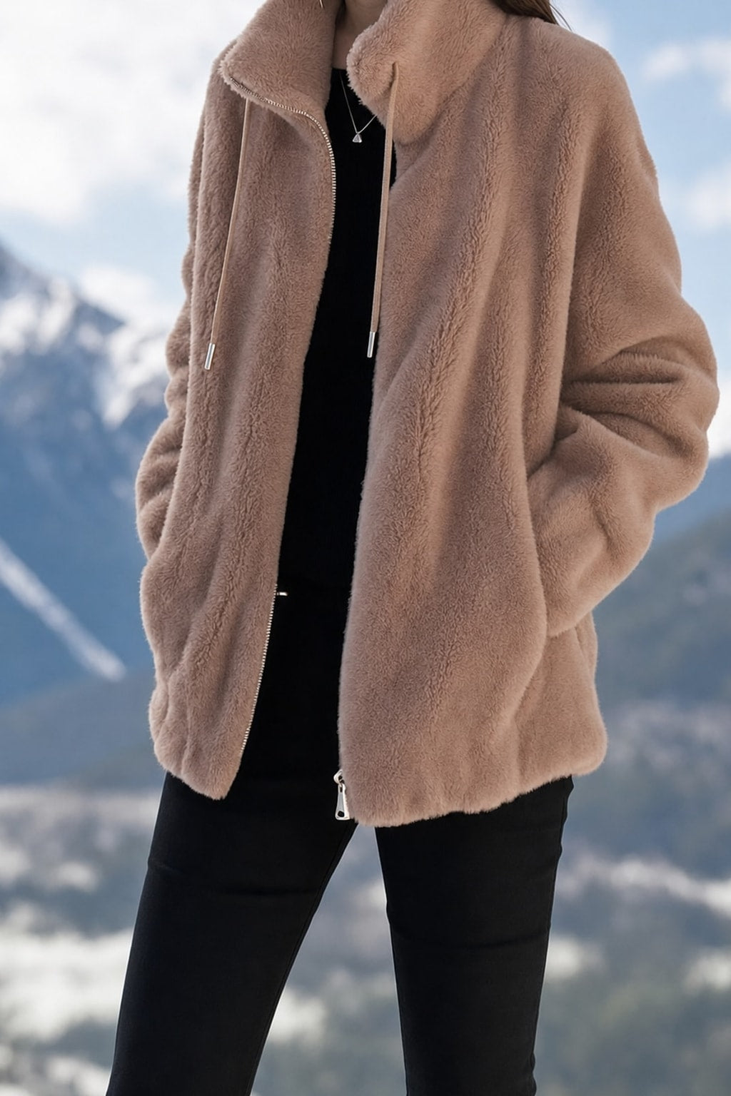 Full-Zip Cozy Coat With Soft Warmth & Side Pockets - 5