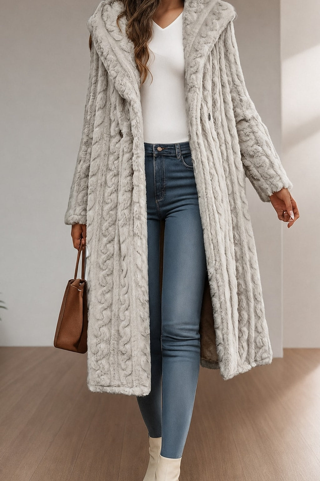 Hooded Longline Coat With Plush Warmth And Roomy Pockets - 2