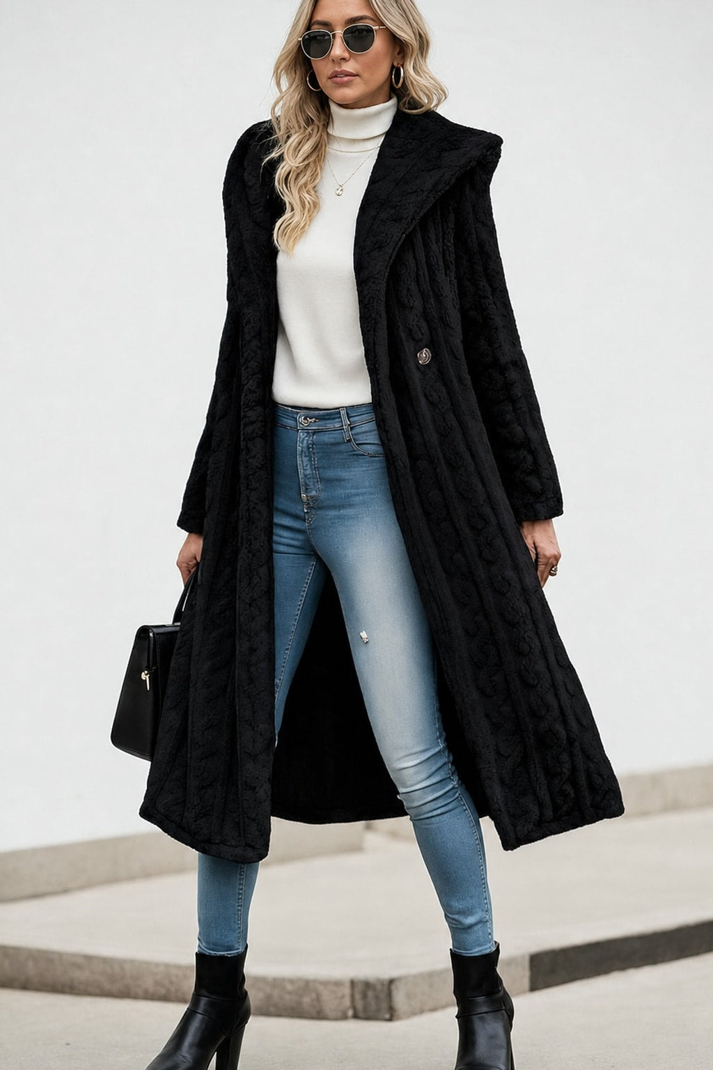 Hooded Longline Coat With Plush Warmth And Roomy Pockets - 4
