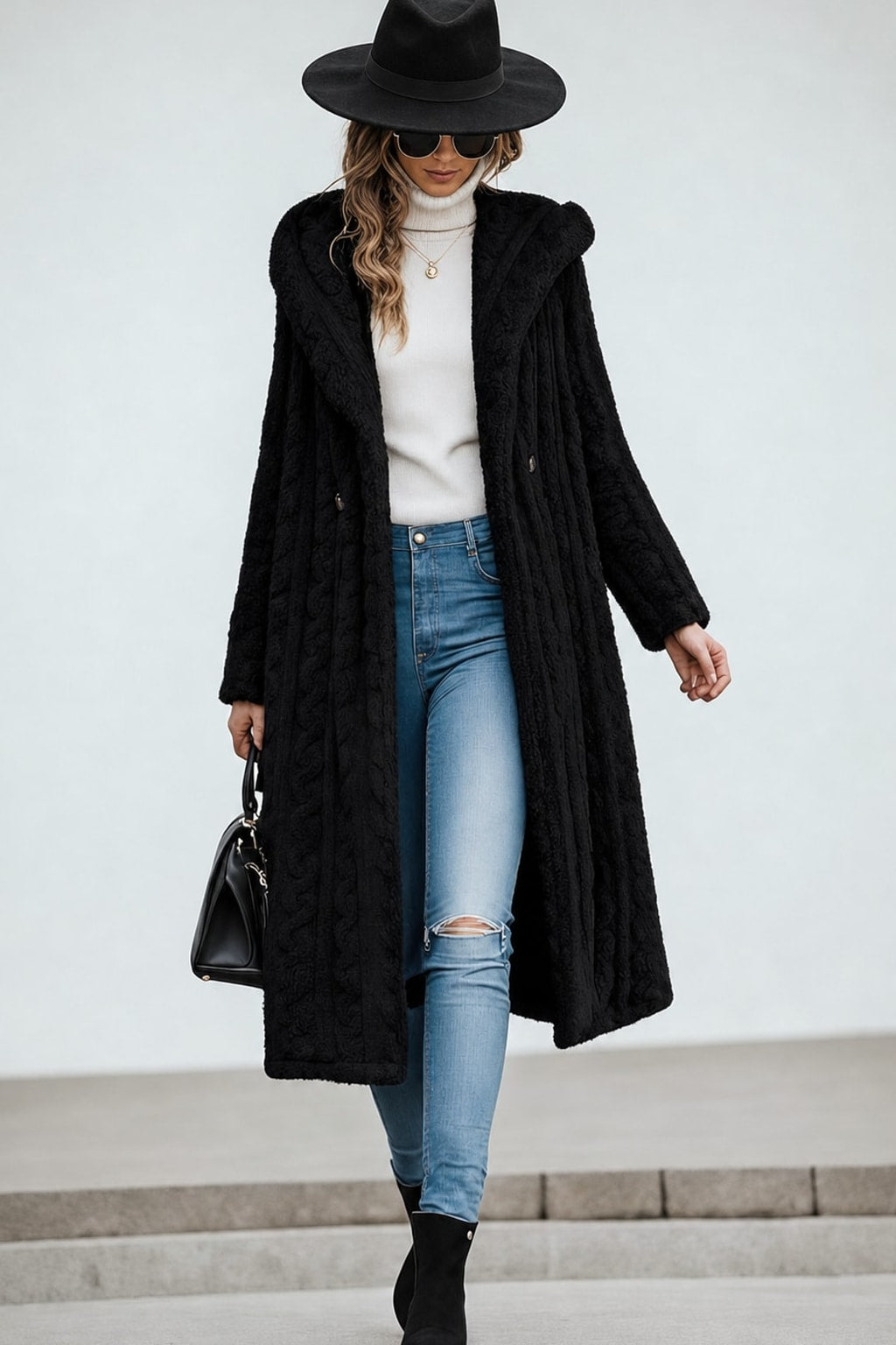 Hooded Longline Coat With Plush Warmth And Roomy Pockets - 6