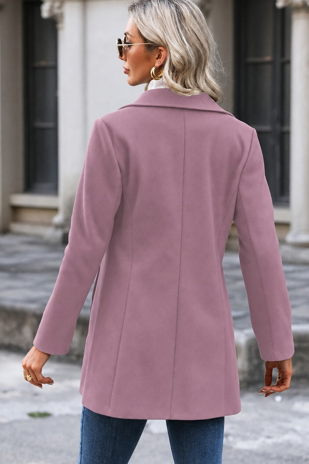 Elegant Waist-Cinching Mid-Length Coat With Stand Collar - 11