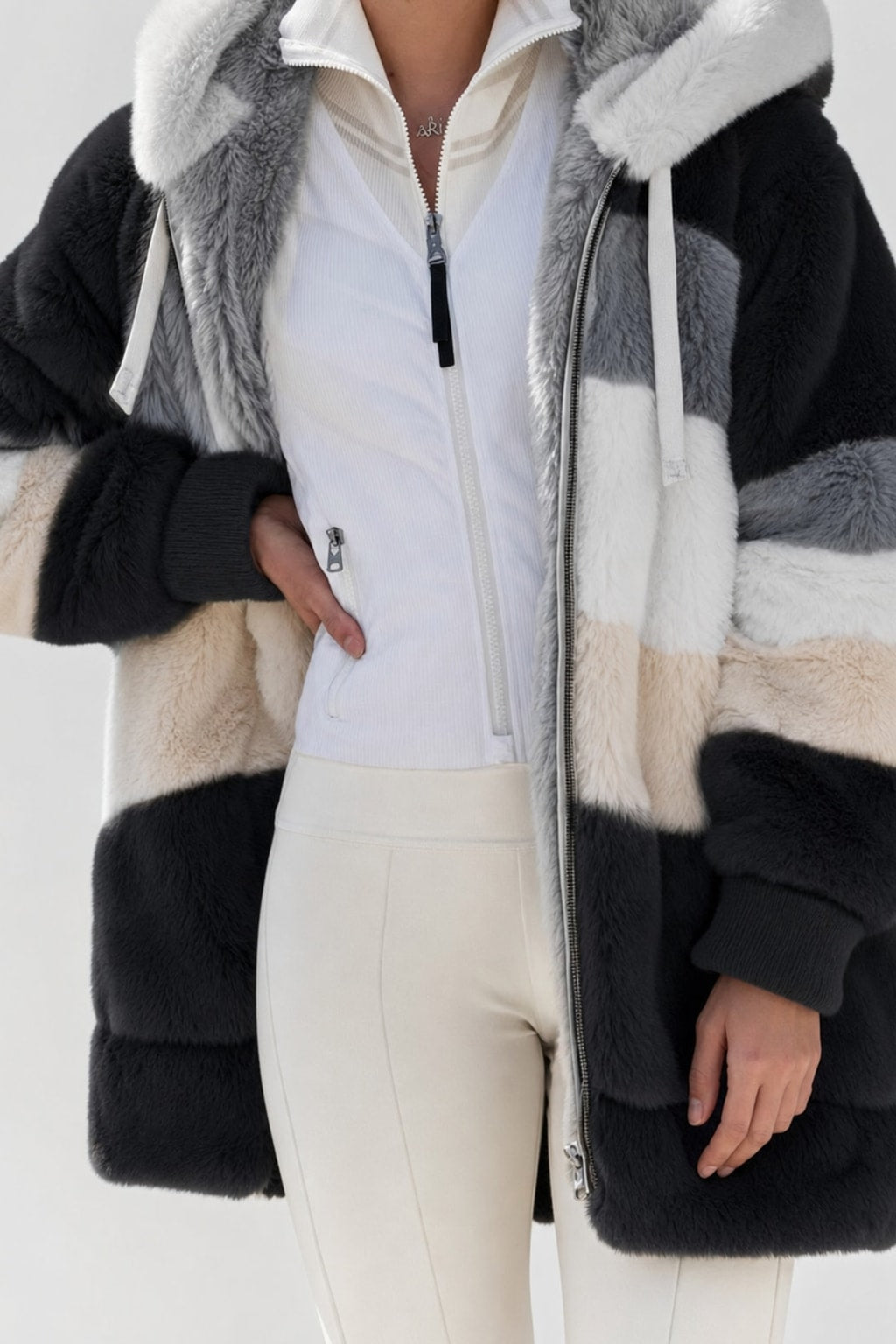 Women's Puffer Jacket with Faux-Fur Hood Warm Winter Coat - 16